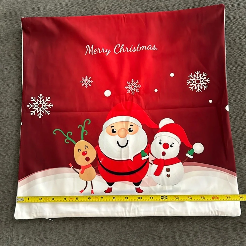 Merry Christmas Pillow case - Santa, Snowmen and Reindeer NEW